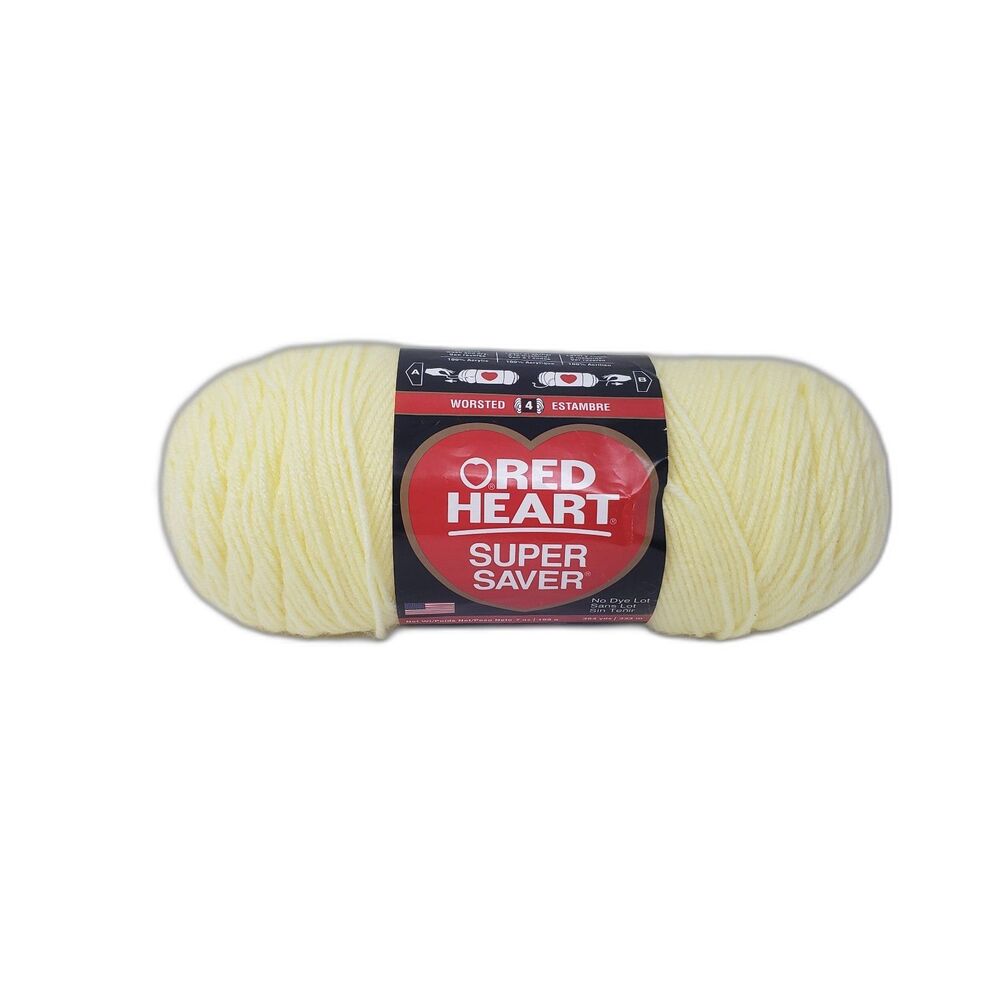 RED HEART Yarn Super Saver Worsted Yarn Pale Yellow NEW